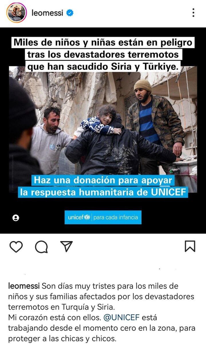 عکس| پیام احساسی مسی برای مردم زلزله‌زده