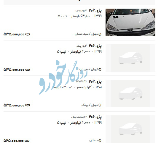 پژو ۲۰۶ طلا شد!