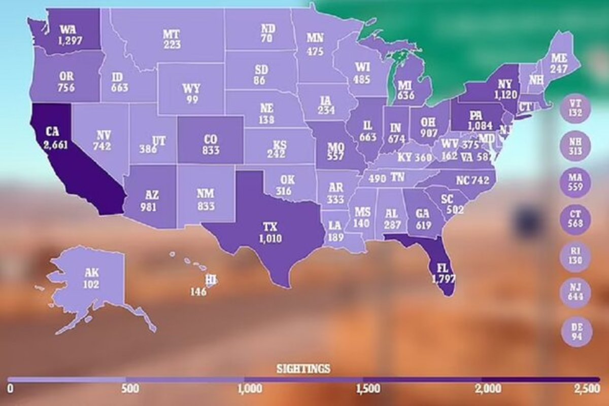 یوفو‌ها در کدام ایالت‌های آمریکا بیشتر دیده شده‌اند؟