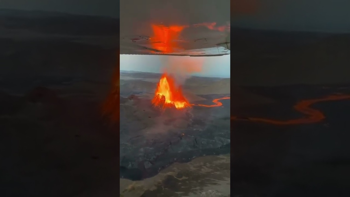 فیلم| تماشای فوران آتشفشان از داخل هواپیما