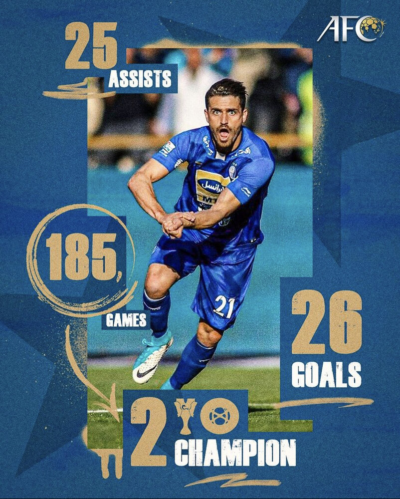 عکس| پوستر AFC از کارنامه کاپیتان محبوب استقلال عکس| پوستر AFC از کارنامه کاپیتان محبوب استقلال