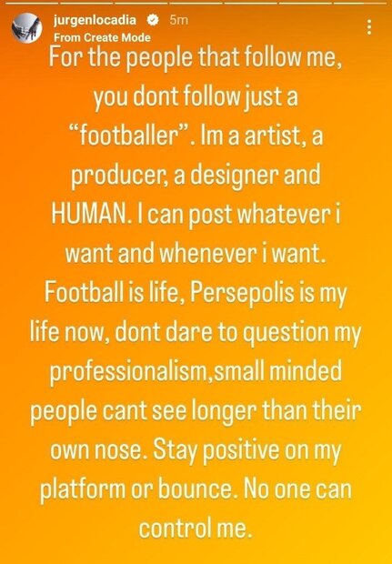 پست عجیب اینستاگرامی مهاجم هلندی پرسپولیس پست عجیب اینستاگرامی مهاجم هلندی پرسپولیس