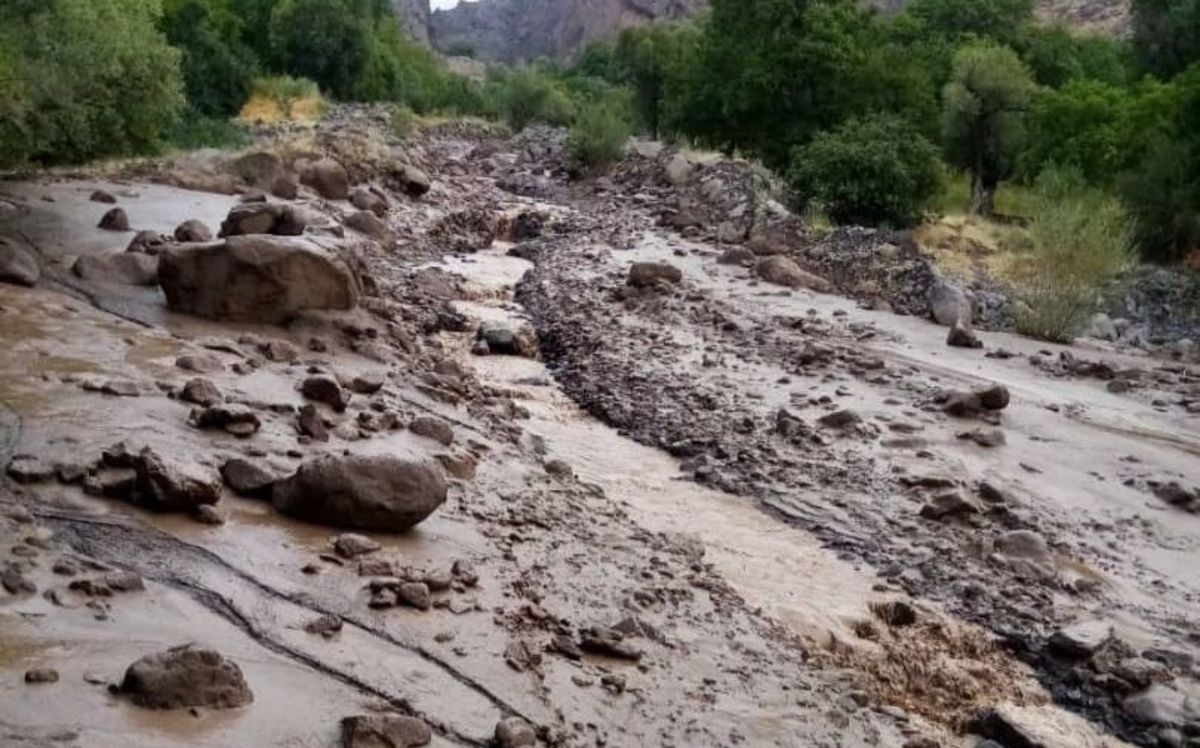 فیلم| سیل وحشتناک در روستای علی‌عرب چادگان