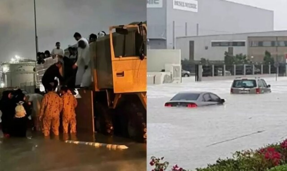 بسیاری از خانه‌ها در شرق امارات به زیر آب رفتند