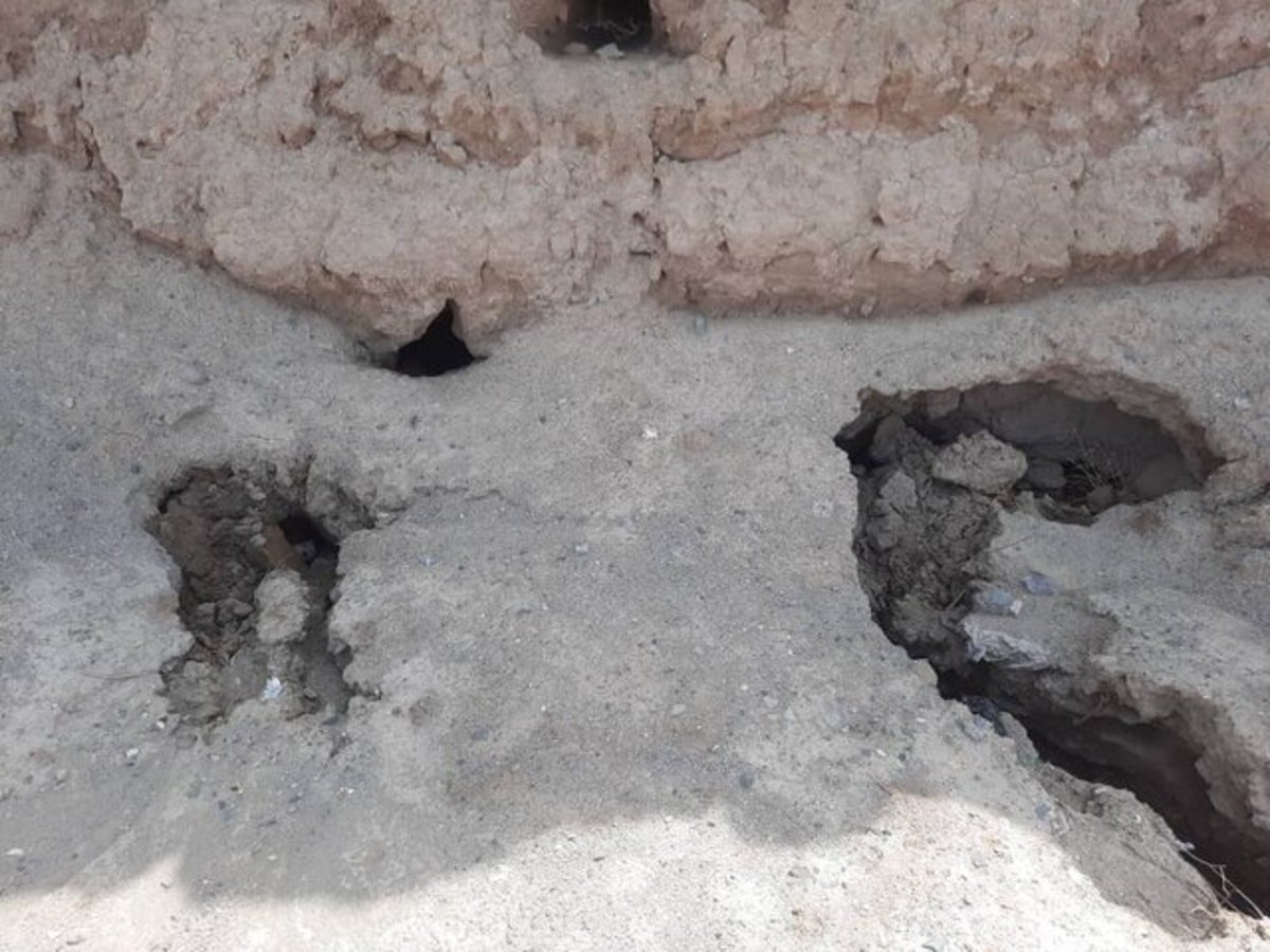 تصاویر| ارگ تاریخی «انار» در معرض خطر جدی است/ ایجاد حفره در ارگ در پی بارش‌های اخیر