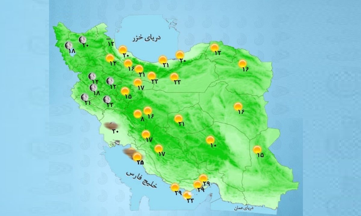 هواشناسی ۱۰ شهریور ۱۴۰۱/ گرد و غبار در برخی استان‌ها