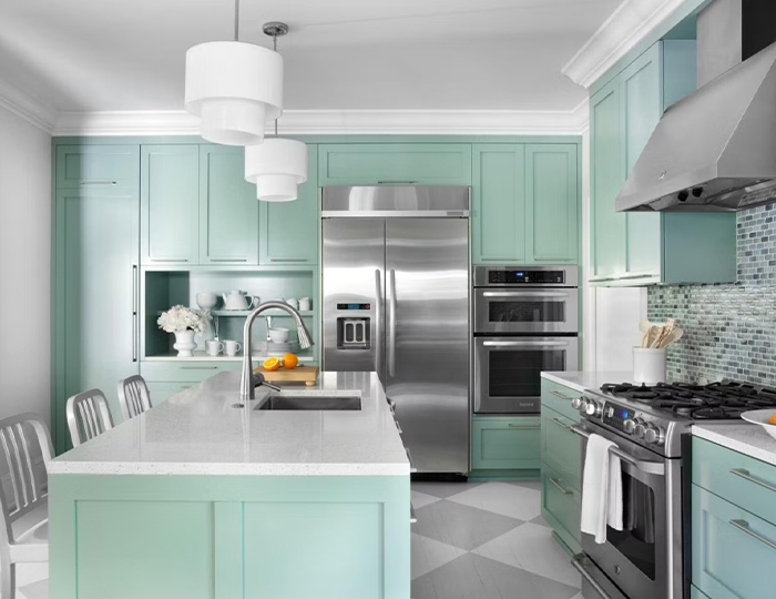 راهنمای کامل خرید لوستر آشپزخانه توجه به رنگ کابینتها در خرید لوستر آشپزخانه