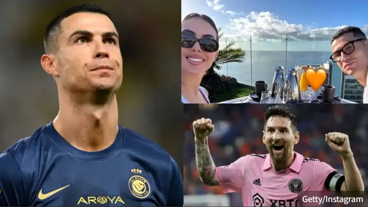 عکس بوسیدن رونالدو و همسرش