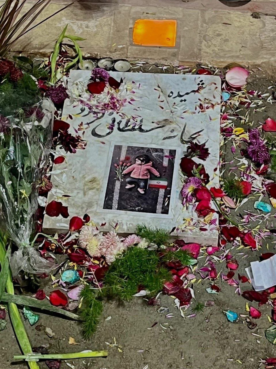 عکس| مزار دختر کاپشن صورتی غرق در گل