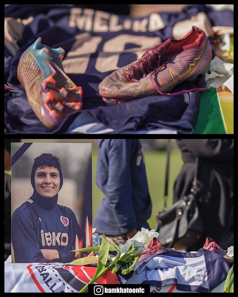 عکس‌| تلخ‌ترین صحنه از مراسم ملیکا محمدی؛ استوک دختر فوتبالیست روی تابوت