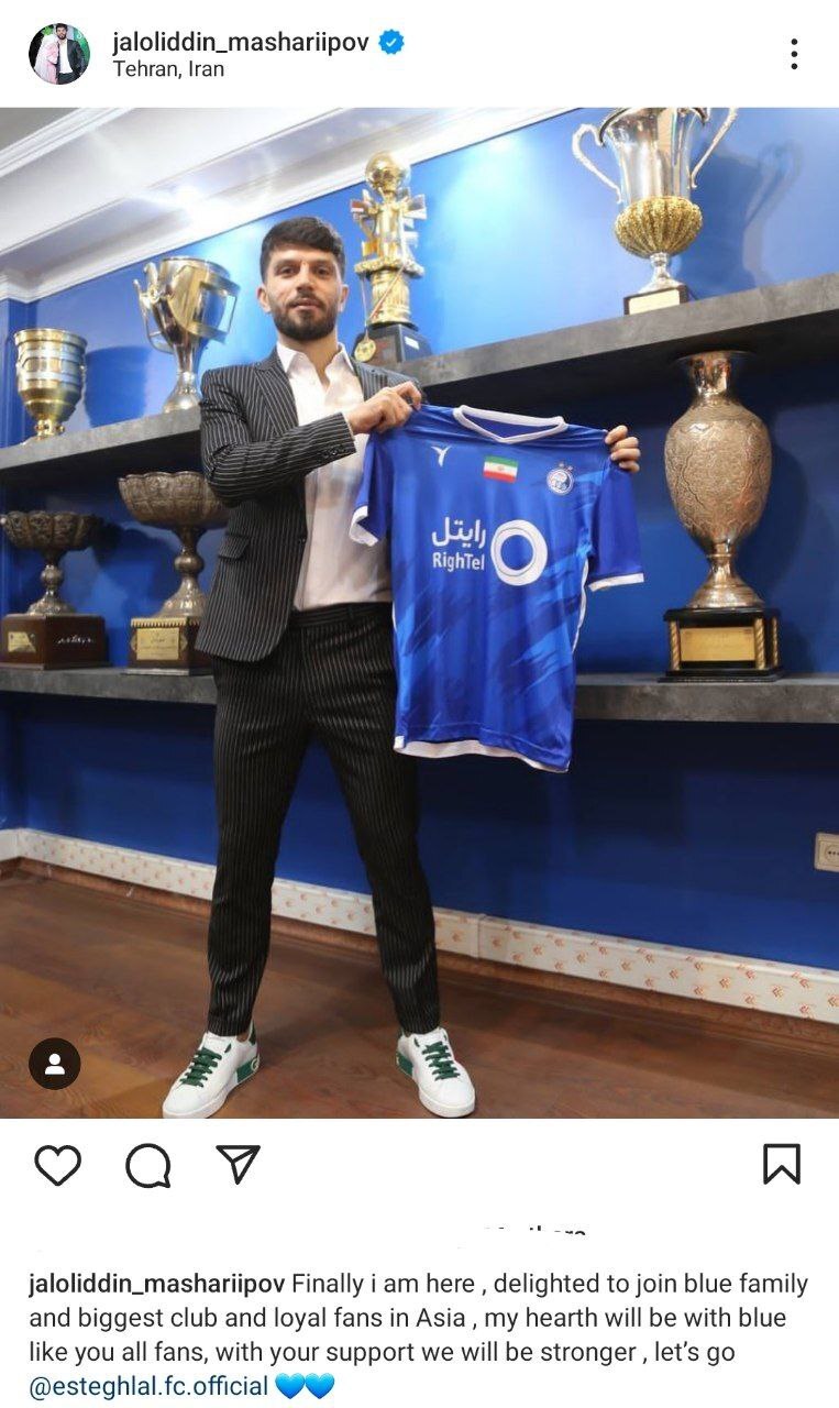 عکس‌| پیام احساسی ماشاریپوف پس از قرارداد با استقلال