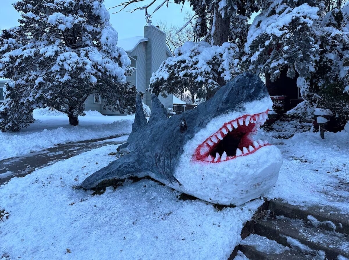 عکس| این مجسمه برفی تبدیل به یک جاذبه گردشگری شد