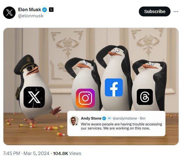 عکس| واکنش دیدنی ایلان ماسک بعد از اختلال در اینستاگرام!