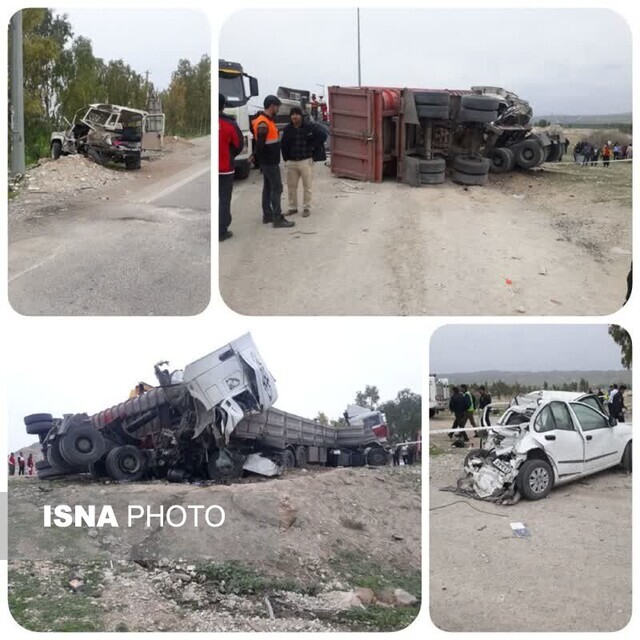 تصادف زنجیرهای مرگبار در مسیر ایلام-مهران تصادف زنجیرهای مرگبار در مسیر ایلام-مهران