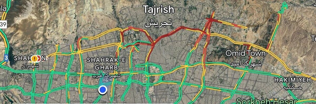 عکس| غوغای ترافیک در شب برفی تهران