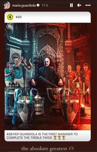 استوری جالب دختر گواردیولا بعد از فتح اروپا