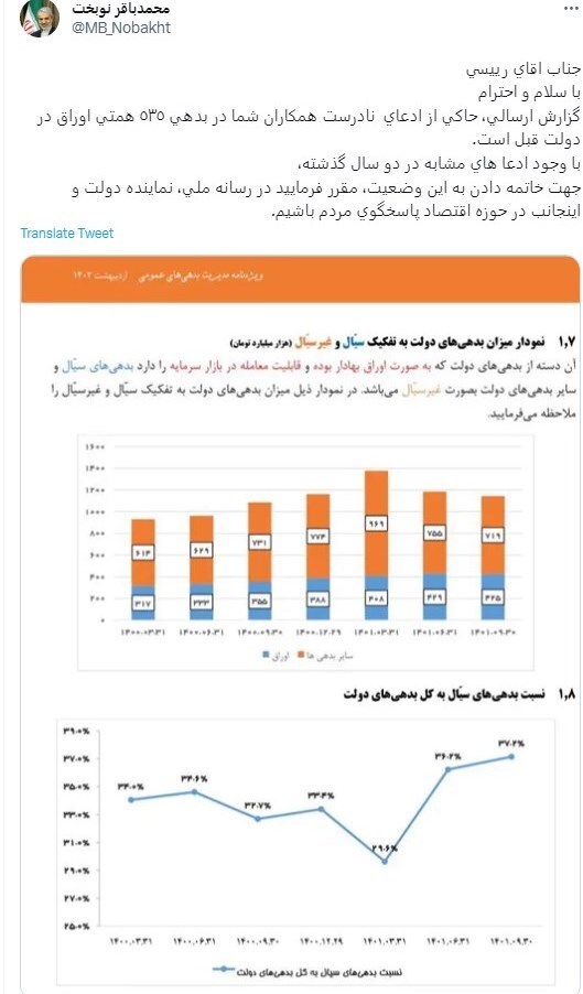 نوبخت دولت رئیسی را به مناظره فراخواند نوبخت دولت رئیسی را به مناظره فراخواند