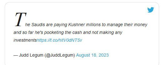 پولهای عربستان در جیب داماد ترامپ پولهای عربستان در جیب داماد ترامپ