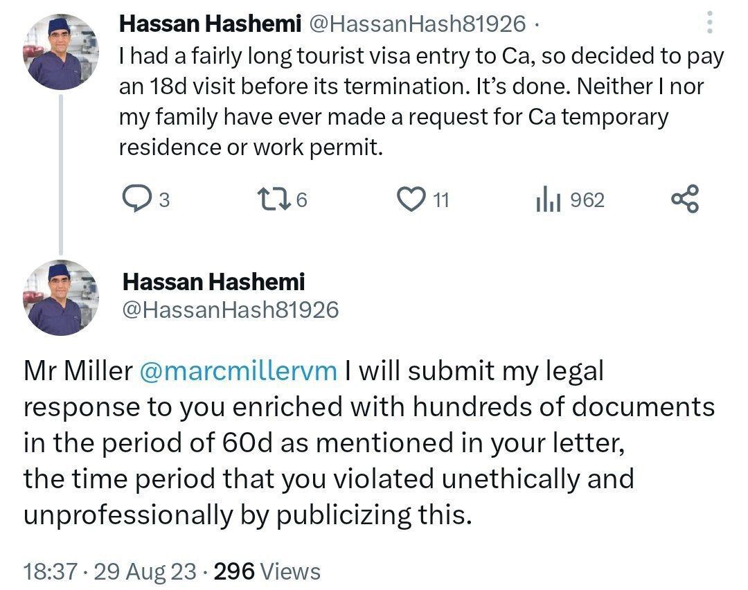 نه من نه خانوادهام هرگز درخواست اقامت موقت یا اقامت کاری در کانادا ندادهایم؛ اقدام قانونی خواهم کرد نه من نه خانوادهام هرگز درخواست اقامت موقت یا اقامت کاری در کانادا ندادهایم؛ اقدام قانونی خواهم کرد