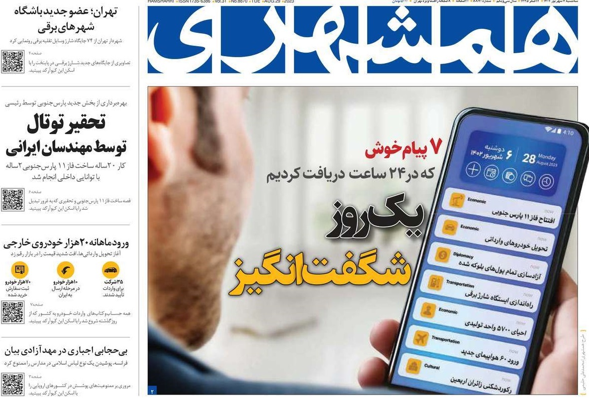 هفت «پیام خوشی» که روزنامه زاکانی در یک روز «شگفت‌انگیز» دریافت کرد