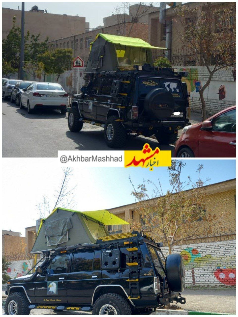 عکس| اقدام جالب یک شهروند مشهدی از ترس زلزله و خوابیدن در خیابان