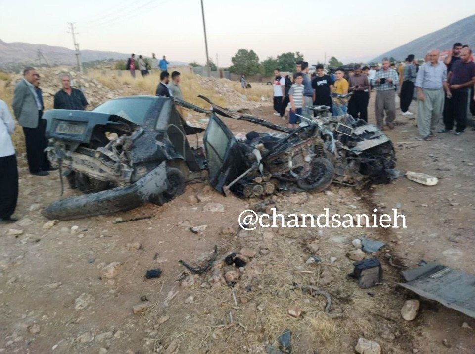 عکس| انهدام پراید در پی حادثه رانندگی در گیلان غرب