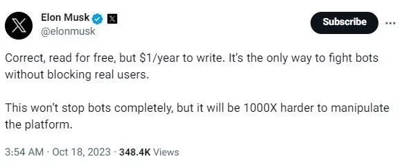 عکس| ایلان ماسک دست از طمعکاری بر‌نمی‌دارد؛ شبکه اجتماعی ایکس پولی شد