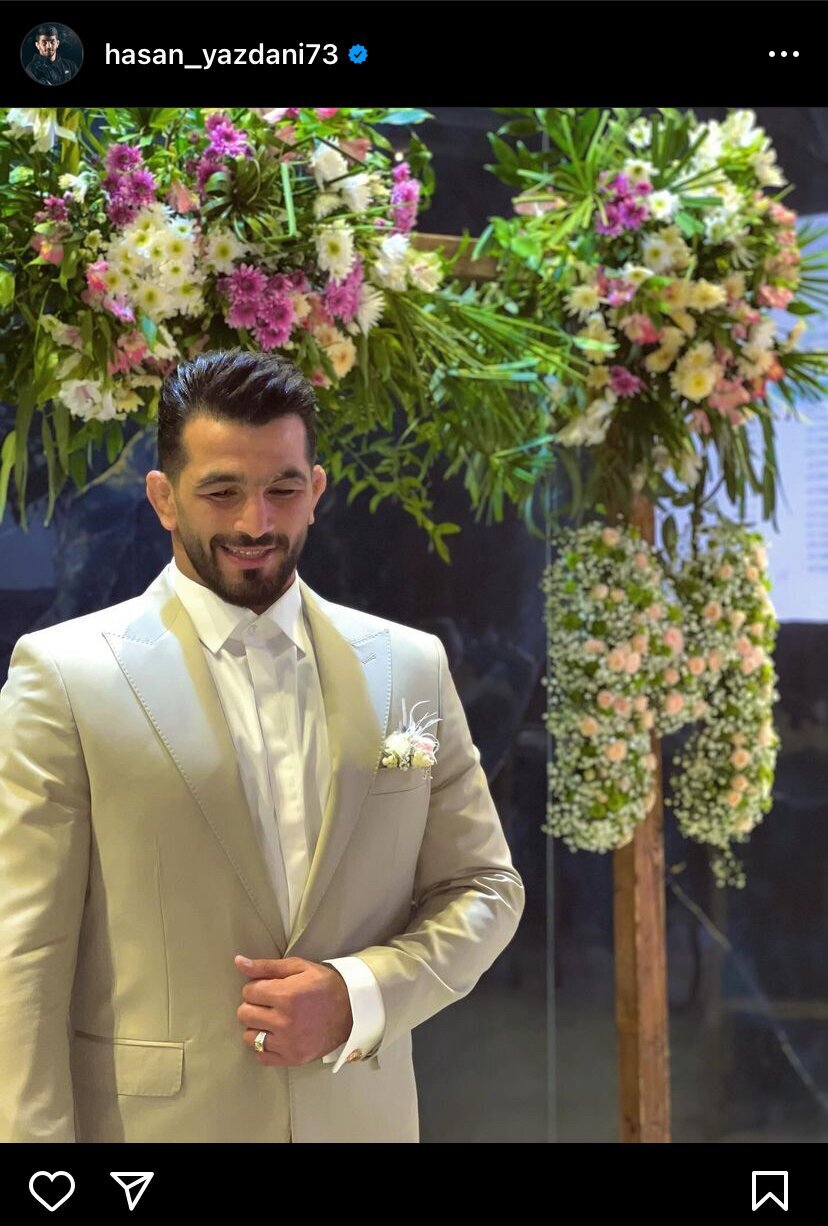 عکس| پشت عاشقانه حسن یزدانی بعد از ازدواج