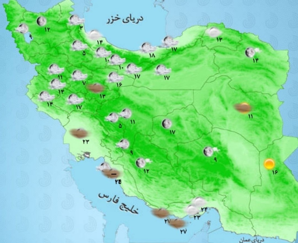 هواشناسی ۹ آبان ۱۴۰۲/ رگبار و وزش باد شدید در برخی استان‌ها