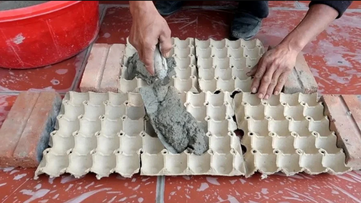 فیلم| ساخت گلدان سیمانی با شانه تخم مرغ و بطری پلاستیکی در خانه