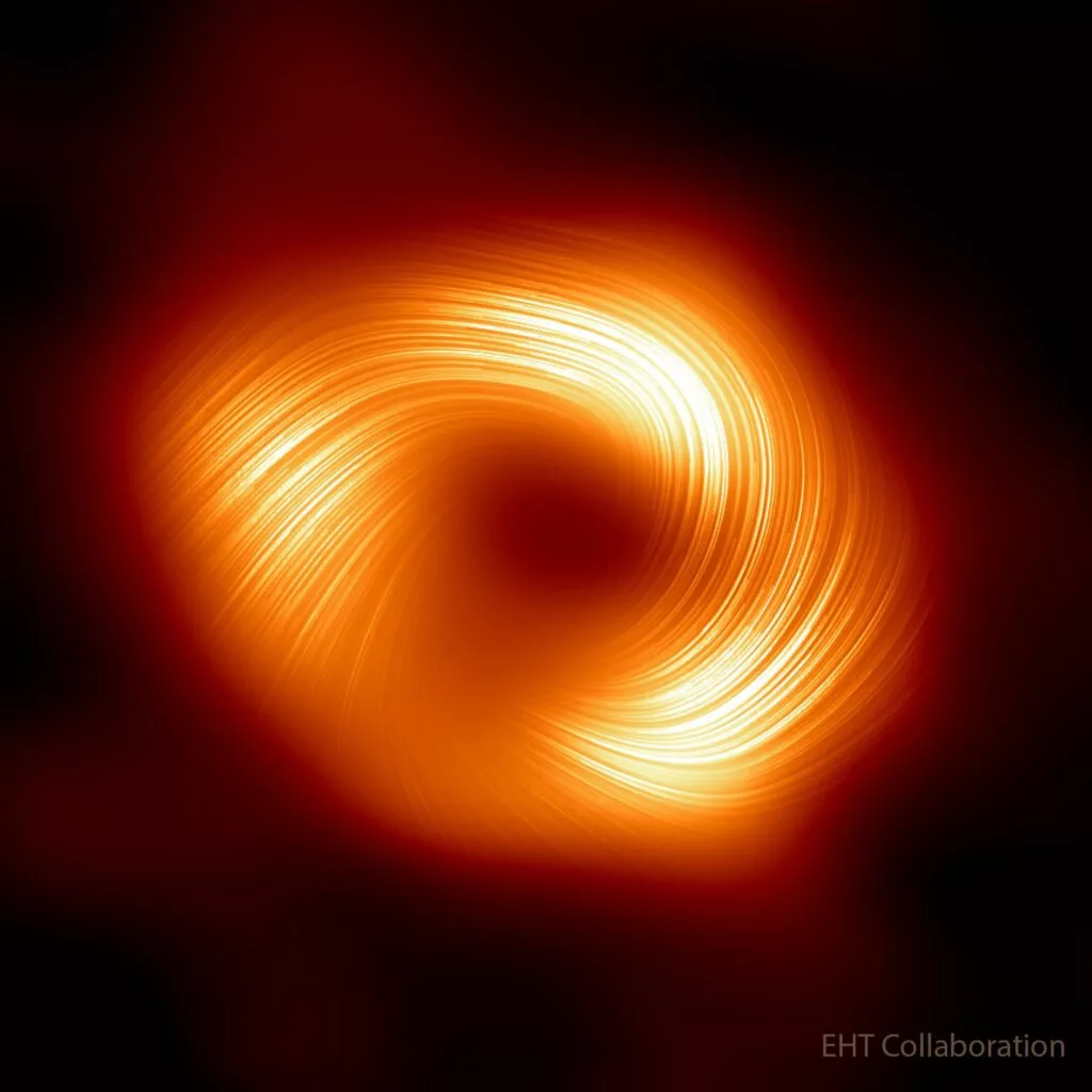 عکس| تصویر روز ناسا: میدان مغناطیسی درحال چرخش اطراف سیاه‌چاله مرکزی کهکشان