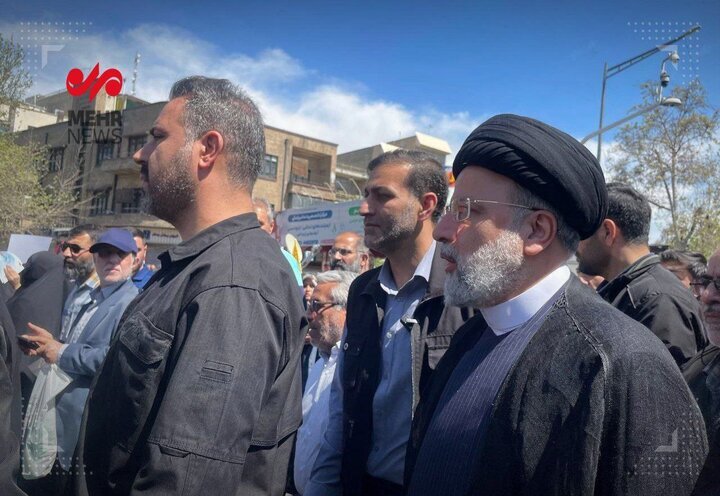 حضور رئیسی و قالیباف در راهپیمایی روز قدس + عکس حضور رئیسی و قالیباف در راهپیمایی روز قدس + عکس