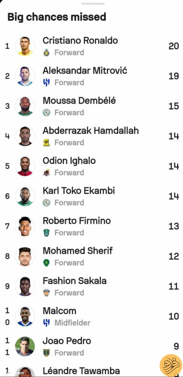 عکس| کریستیانو رونالدو صدرنشین لیست سیاه لیگ عربستان عکس| کریستیانو رونالدو صدرنشین لیست سیاه لیگ عربستان