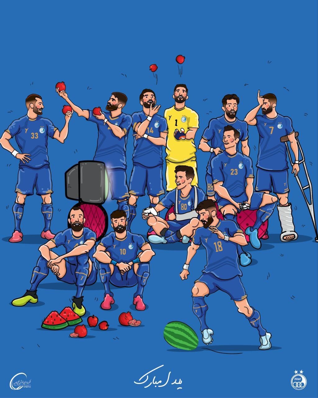 عکس/ پوستر استقلال به مناسبت شب یلدا با طراحی کارتون تن تن