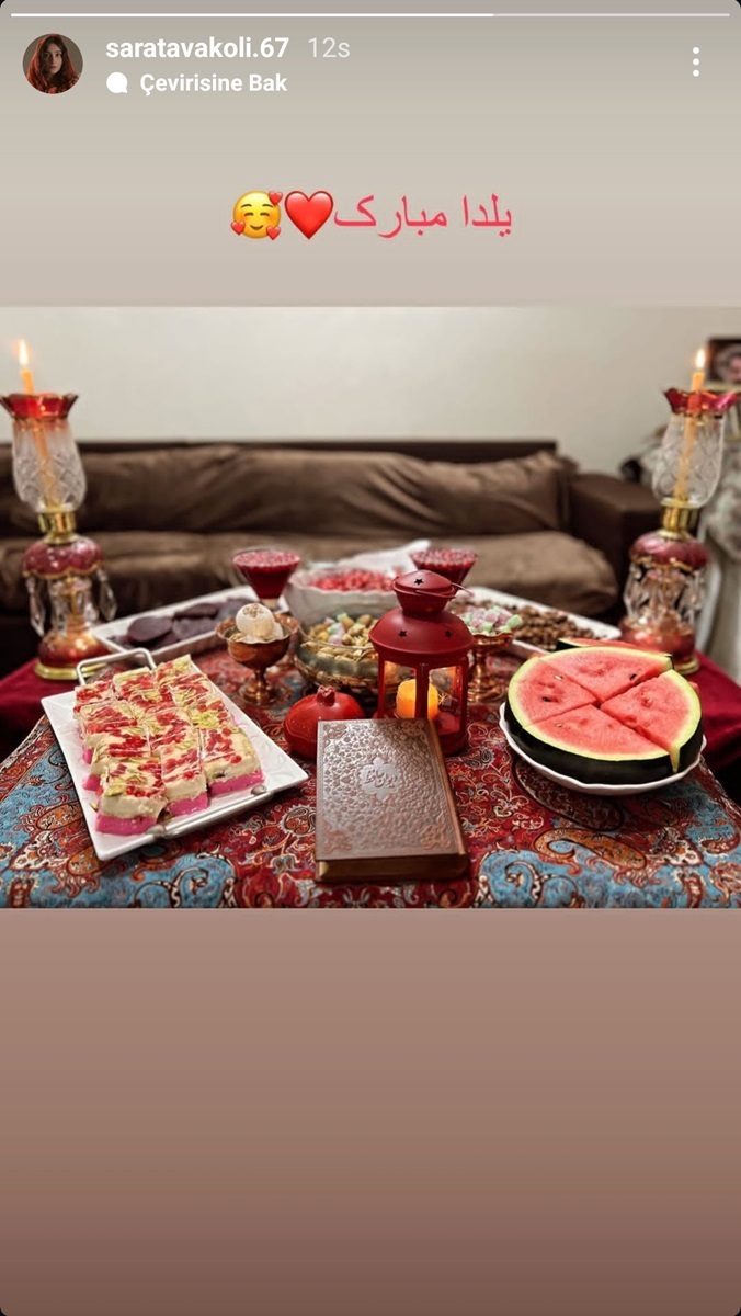 عکس/ سفره شب یلدا سارا توکلی بازیگر سریال تانک خور‌ها