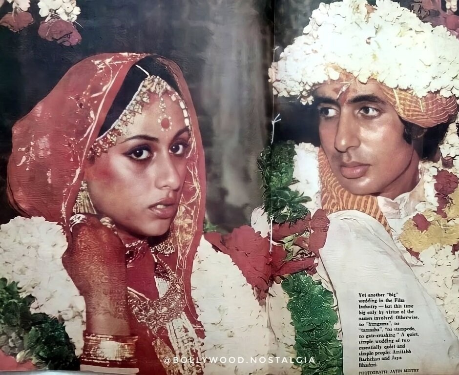 عکس/جشن عروسی آمیتا باچان و همسرش در سال ۱۹۷۳