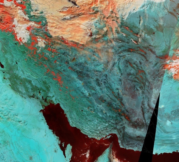 تصویر ناسا از بارش برف در ایران تصویر ناسا از بارش برف در ایران