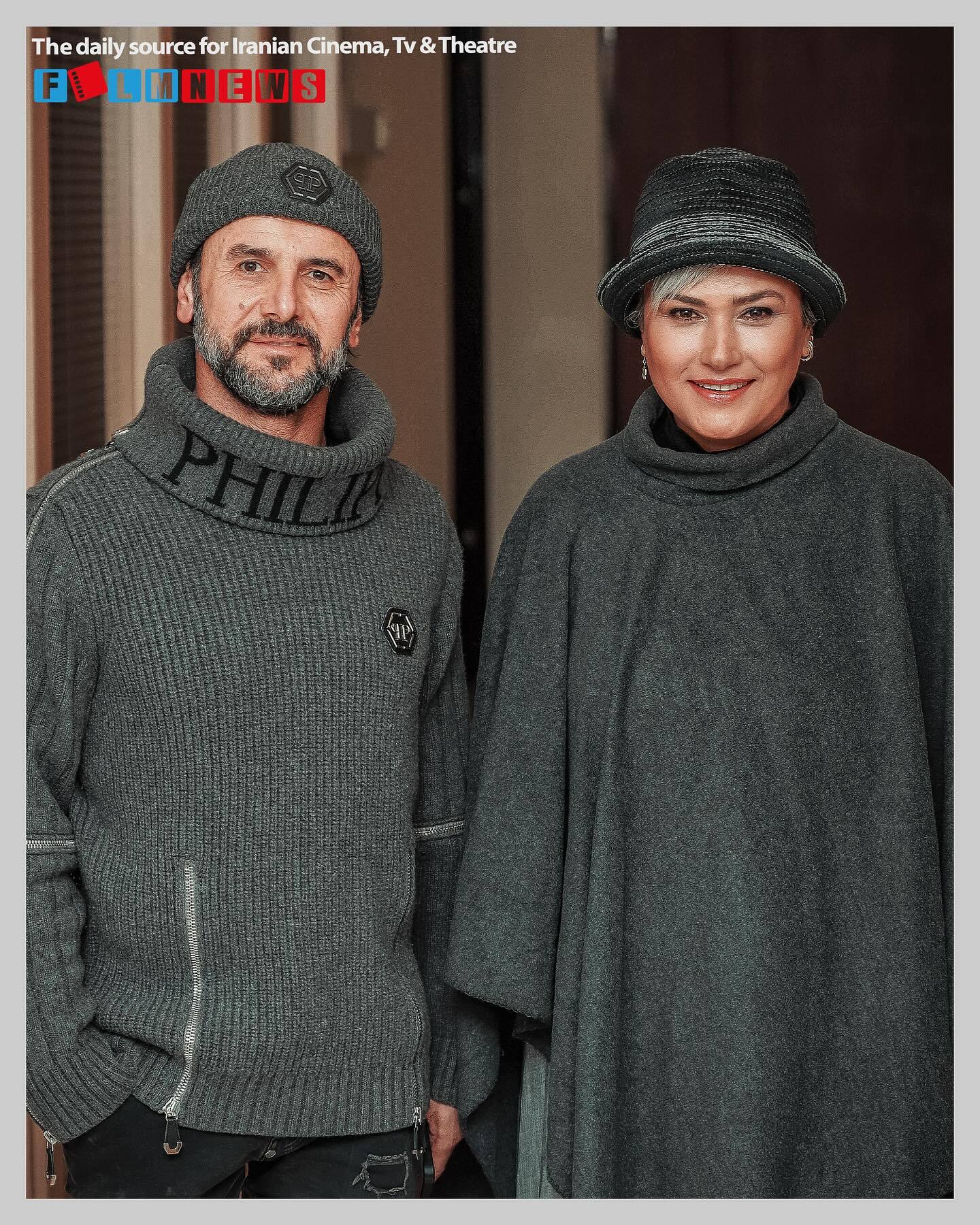 عکس/ تیپ هماهنگ امین حیایی و لادن مستوفی در اکران مردمی «برف آخر»