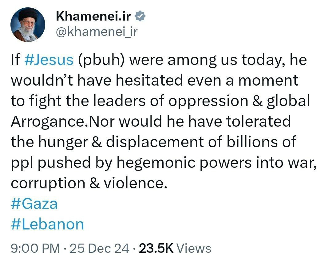 پیام تبریک رهبر انقلاب به مناسبت میلاد حضرت مسیح (ع)