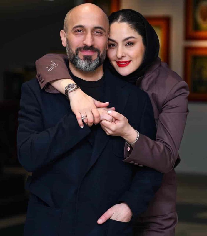 عکس/قاب عاشقانه مارال بنی‌آدم و همسرش در مراسم اکران پروین