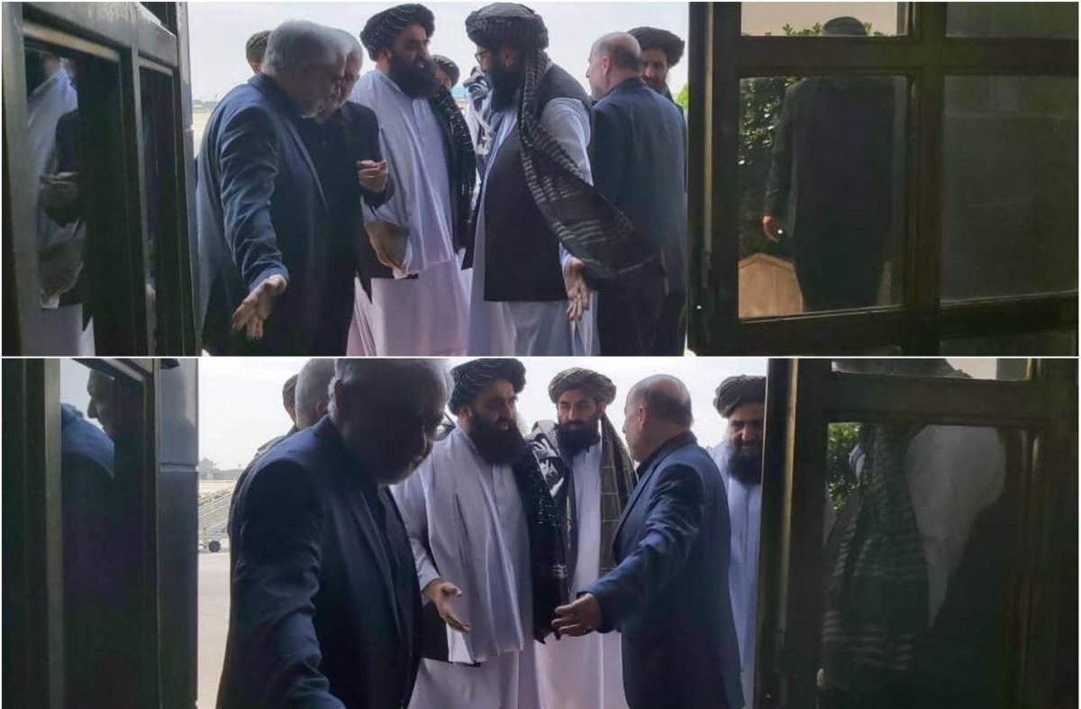 عکس| ورود هیئت بلند پایه طالبان در مراسم تشییع پیکر رئیسی و همراهان