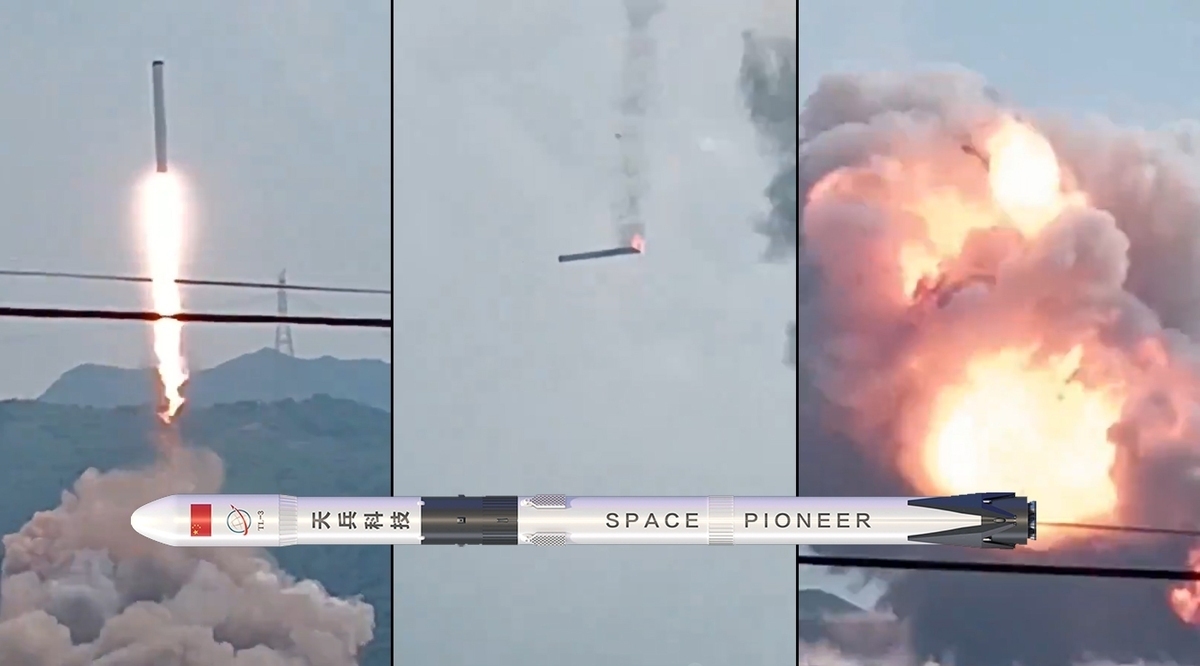 فیلم| موشک چینی لحظاتی پس از پرتاب سقوط کرد