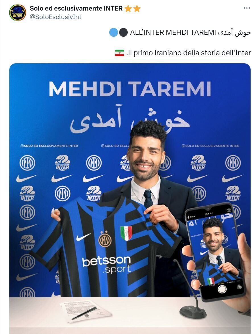 عکس| استقبال ویژه ایتالیایی‌ها از مهدی طارمی