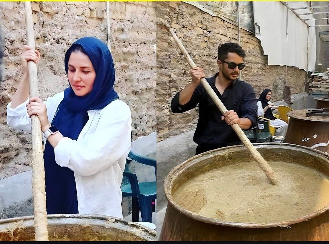 عکسی جالب از ساعد سهیلی و همسرش پای دیگ نذری!