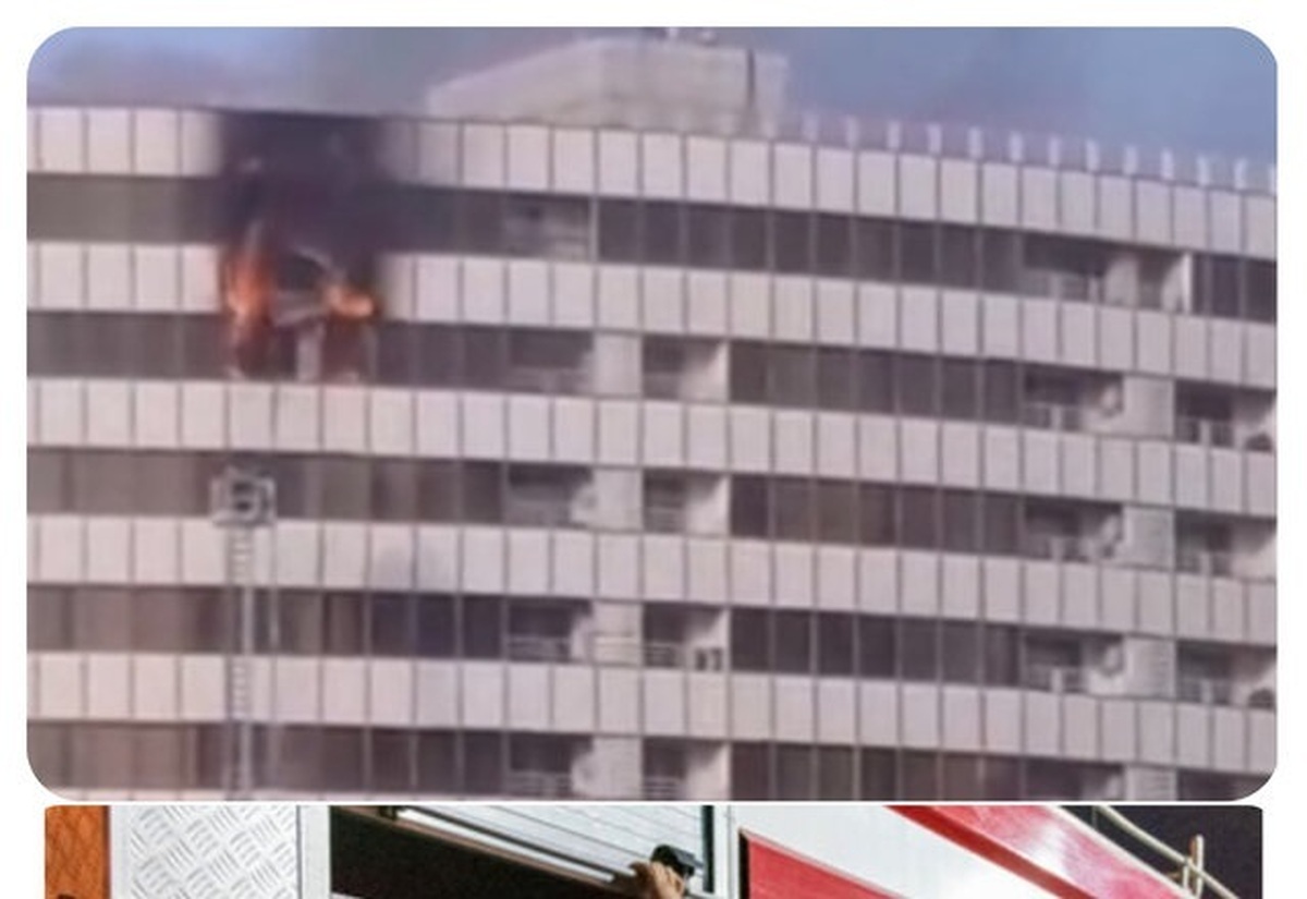 آتش سوزی در طبقه سیزدهم یک ساختمان در کیش