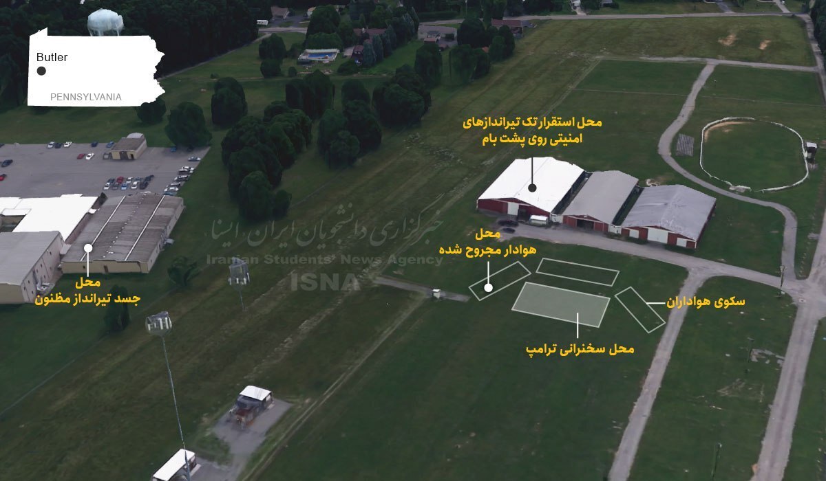 عکس| نقشه‌ای از محل تیراندازی به دونالد ترامپ