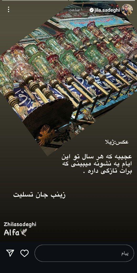 عکس| استوری محرمی ژیلا صادقی با یک متن متفاوت