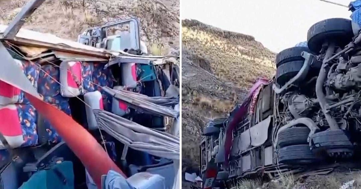 فیلم| سقوط مرگبار اتوبوس مسافربری به دره در پرو