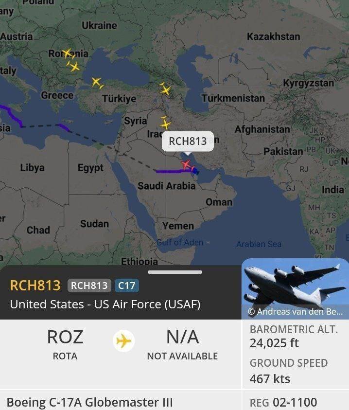 عکس| ورود هواپیمای باری حامل تسلیحات پیشرفته نظامی آمریکایی به کویت