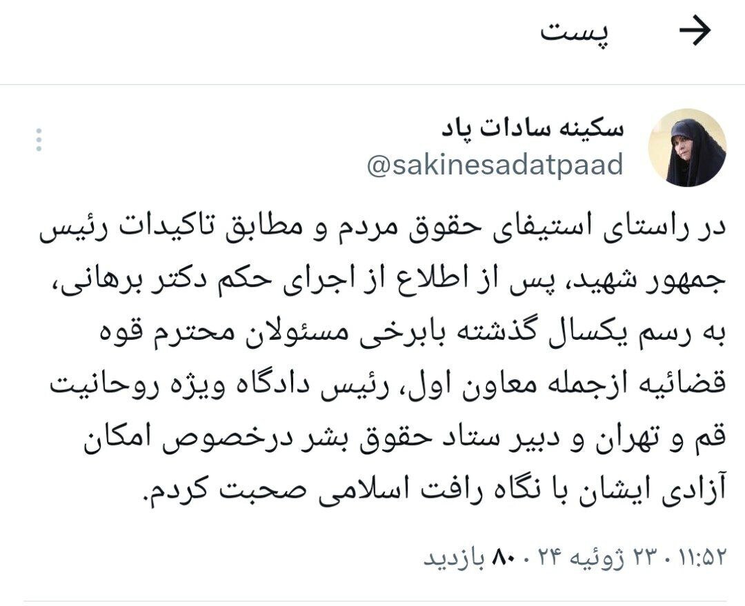 رایزنی دستیار رئیس جمهوری برای آزادی محسن برهانی